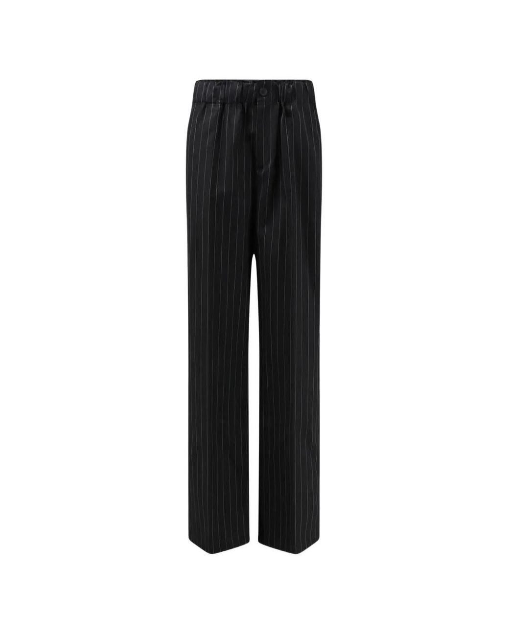 Semicouture Black Pinstripe-Pattern Trousers