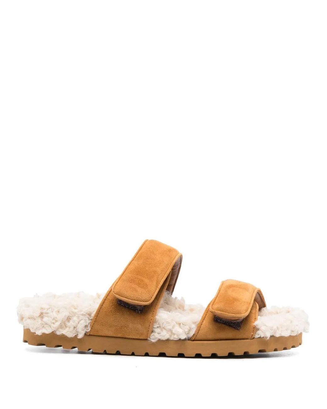 Gia Borghini Brown Alvine Ugh Faux-Shearling Slides