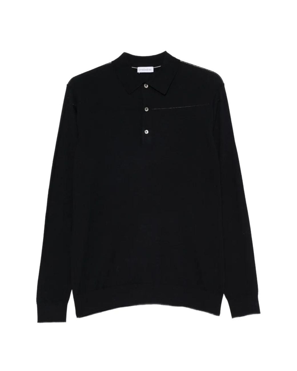 ÉPHÉMÈRE Black Long-Sleeve Polo Shirt for men