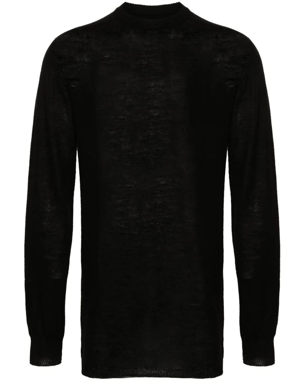 Rick Owens Black Fine-Knit Virgin Wool Sweater for men