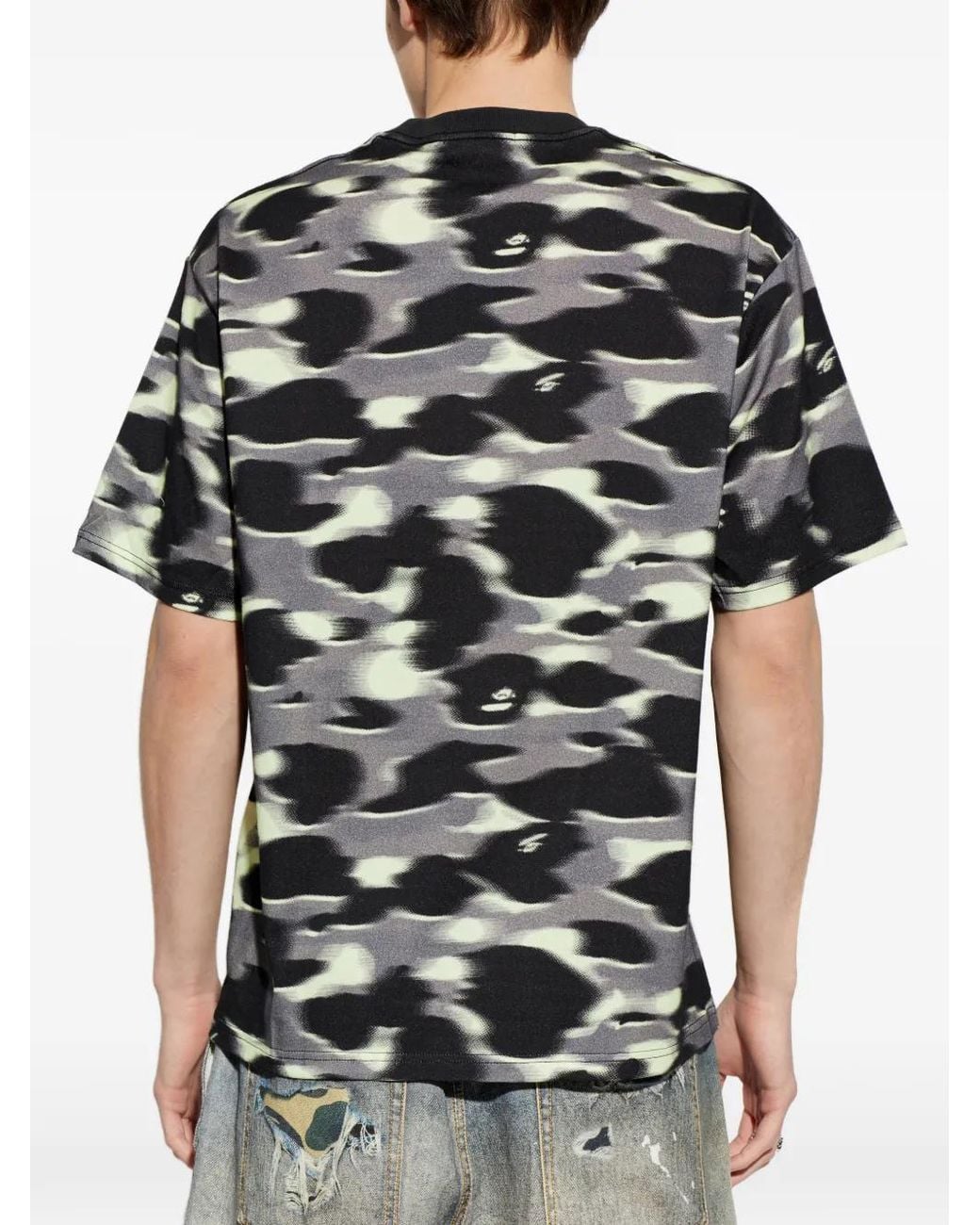 A Bathing Ape Black Camouflage-Print Short-Sleeve T-Shirt for men