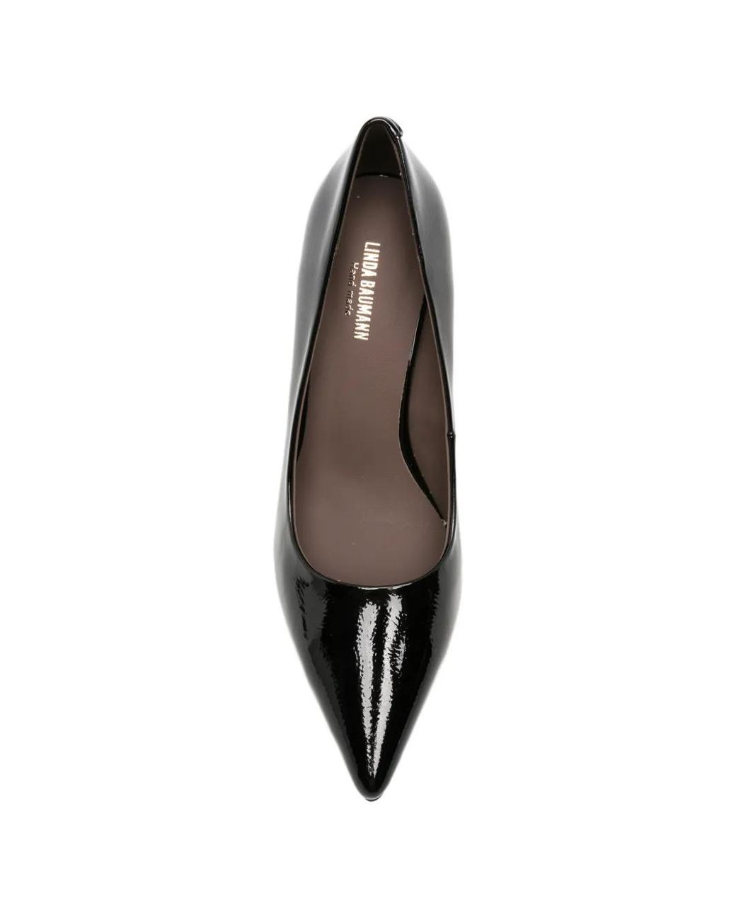 Linda Baumann Black Patent-Finish Pointed-Toe Pumps