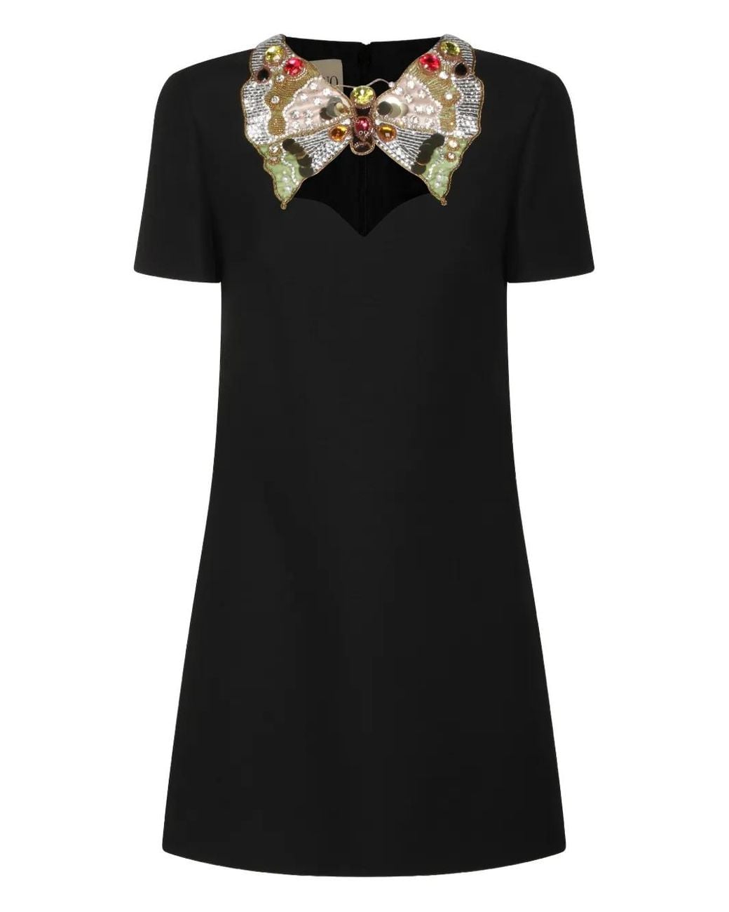 Valentino Garavani Black Robe Courte À Col À Ornements