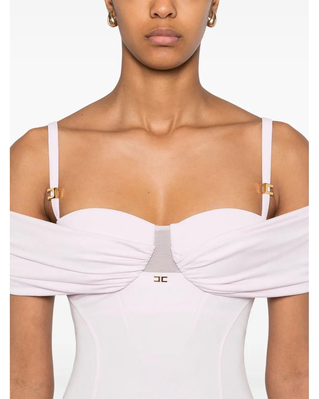 Elisabetta Franchi White Bustier-Style Gown