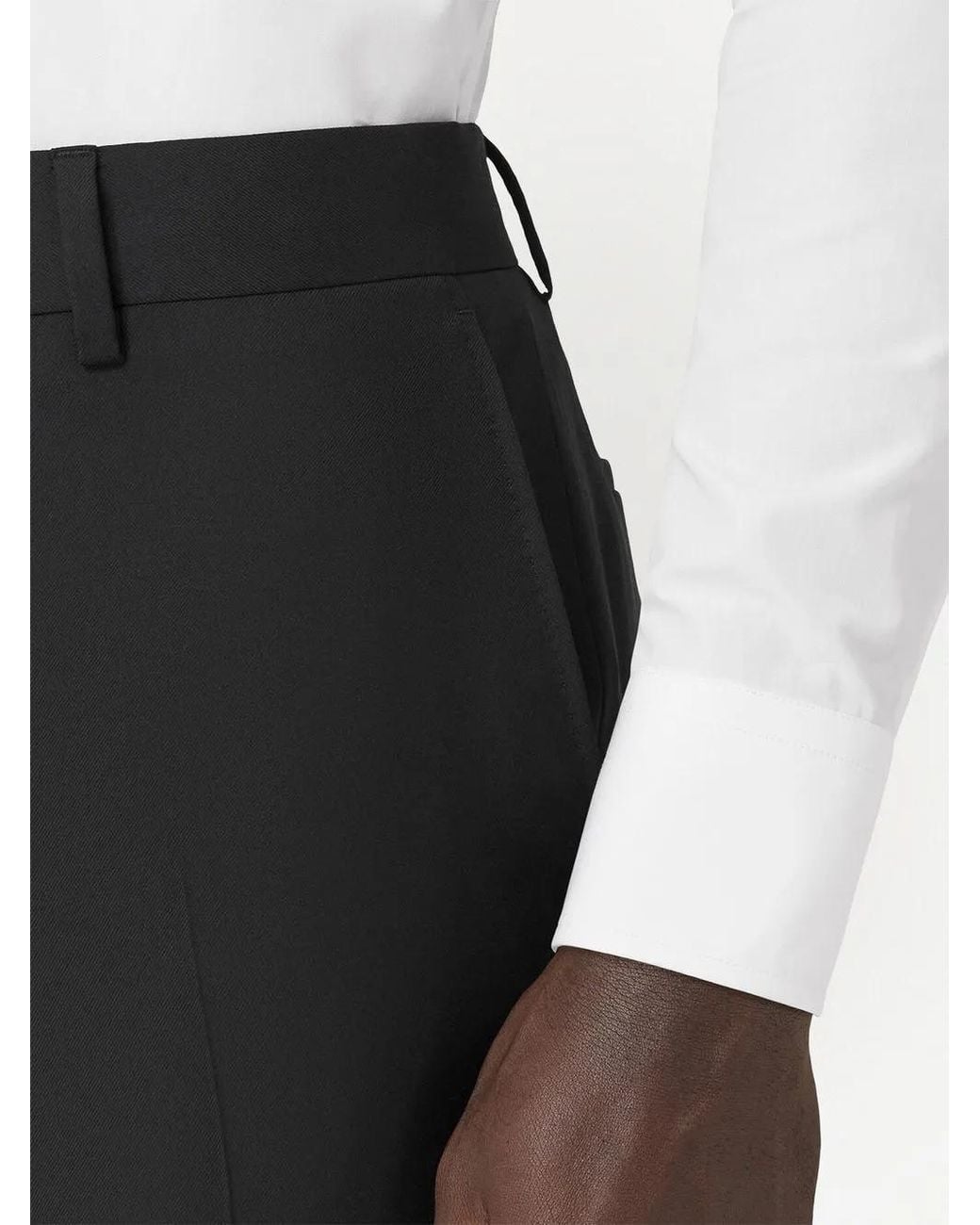 Burberry Black Slim-Fit Wool Tailored Trousers for men