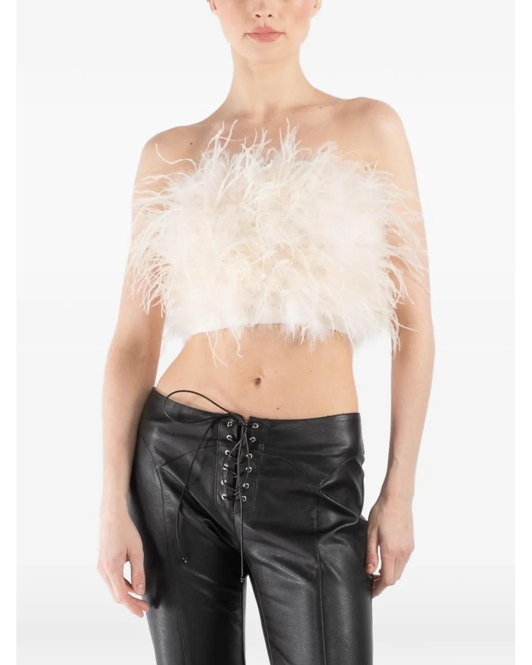LAPOINTE Natural Cropped-Top Mit Federn