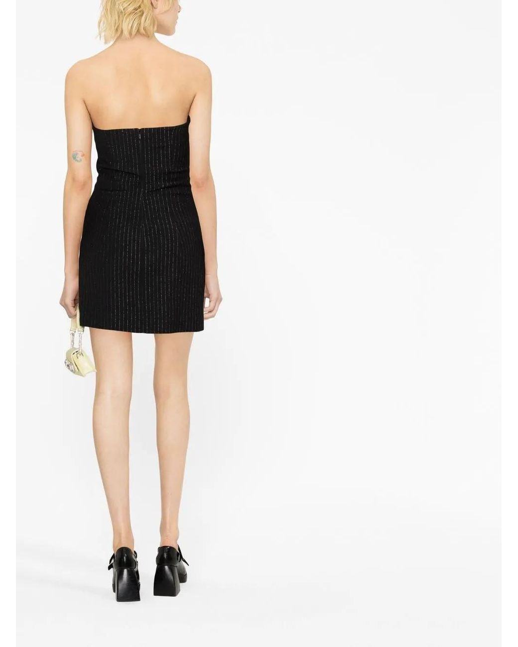 Alessandra Rich Black Pinstripe Mini Dress