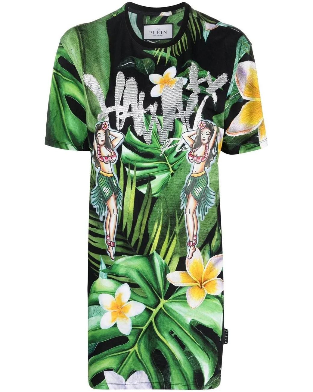 Philipp Plein Green Hawaii-Print T-Shirt