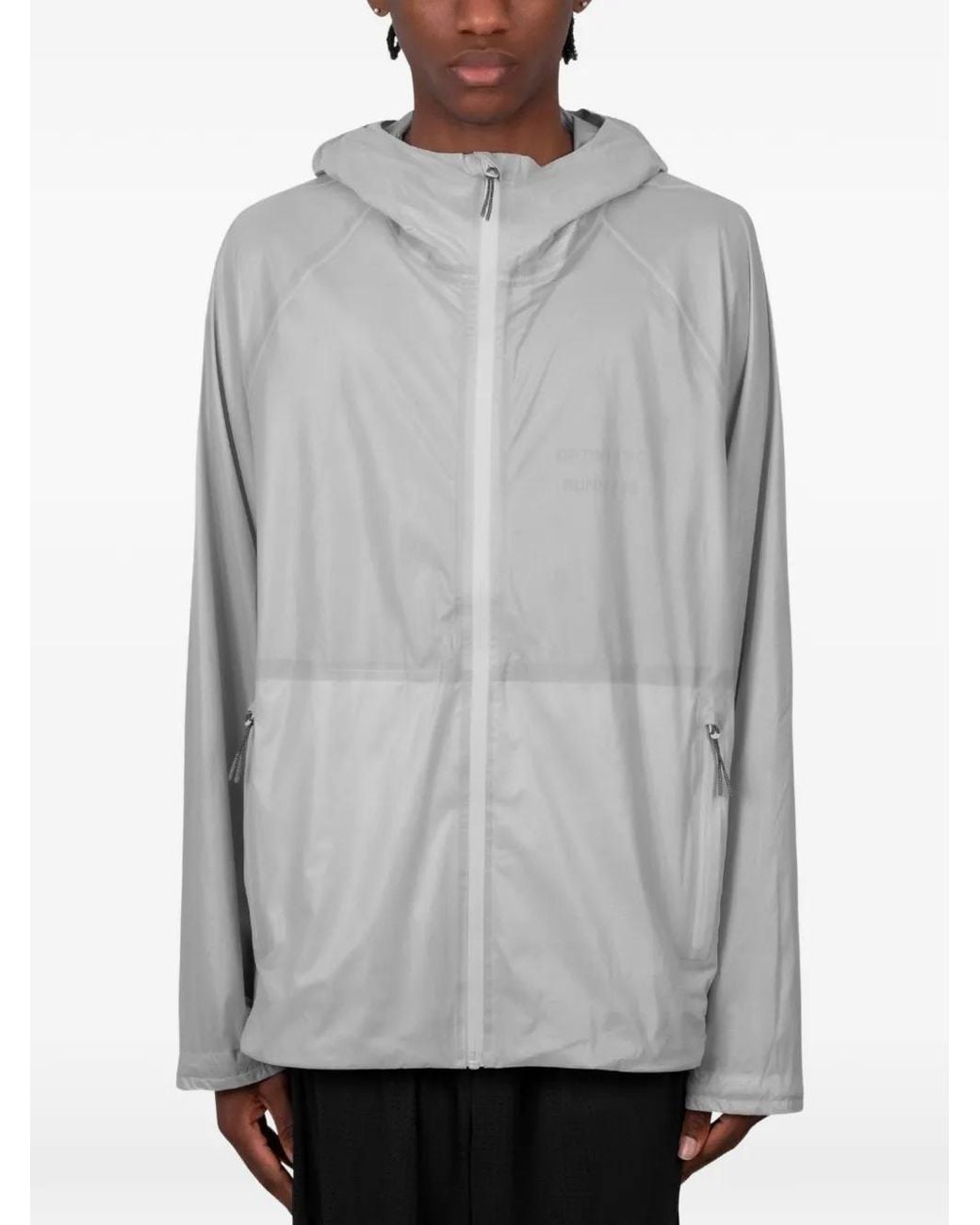 Optimistic Runners Gray Packable Hooded Jacket for men