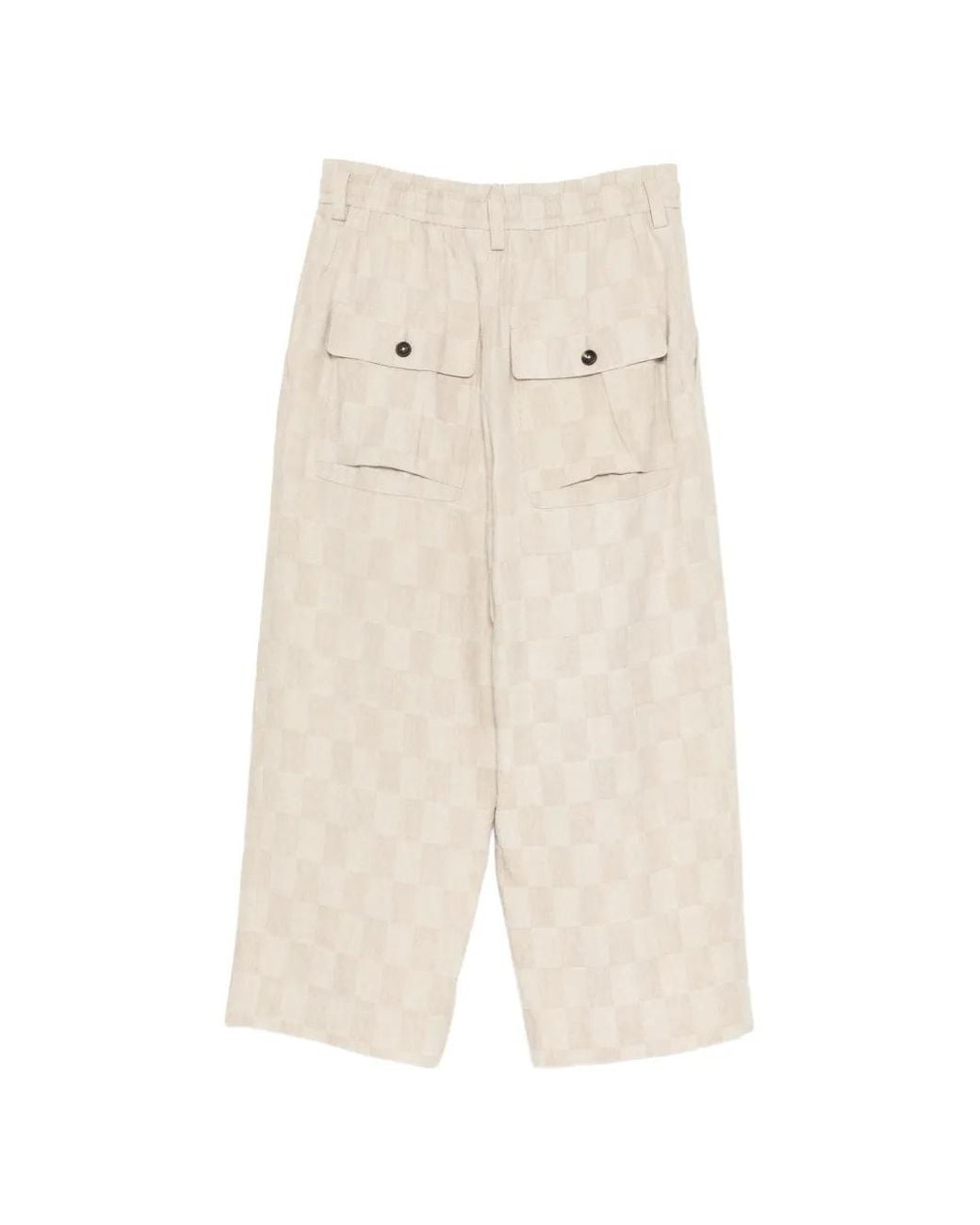 Ziggy Chen White Checkered Drawstring Trousers for men