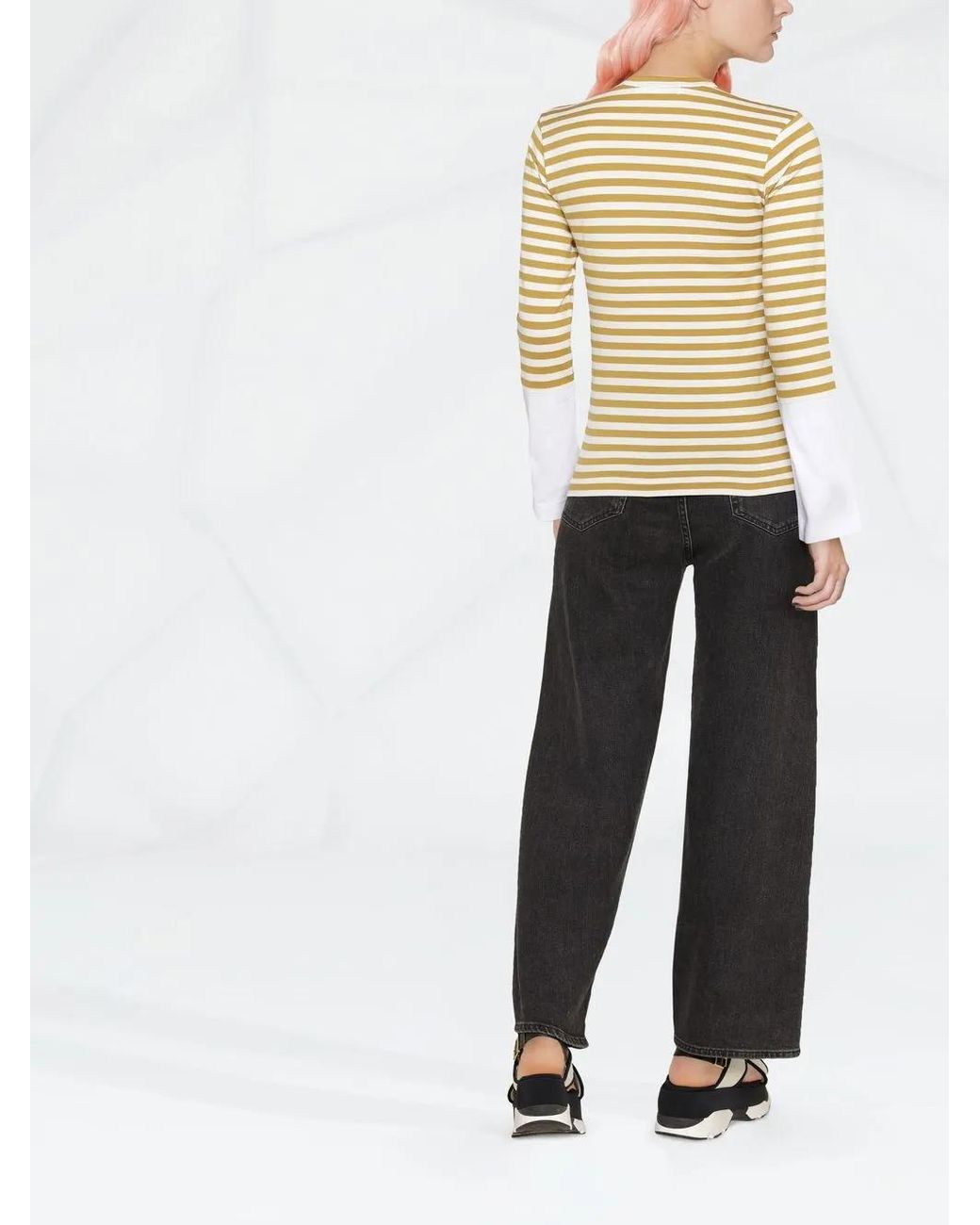 COMME DES GARÇONS PLAY Natural Striped Long-Sleeved T-Shirt