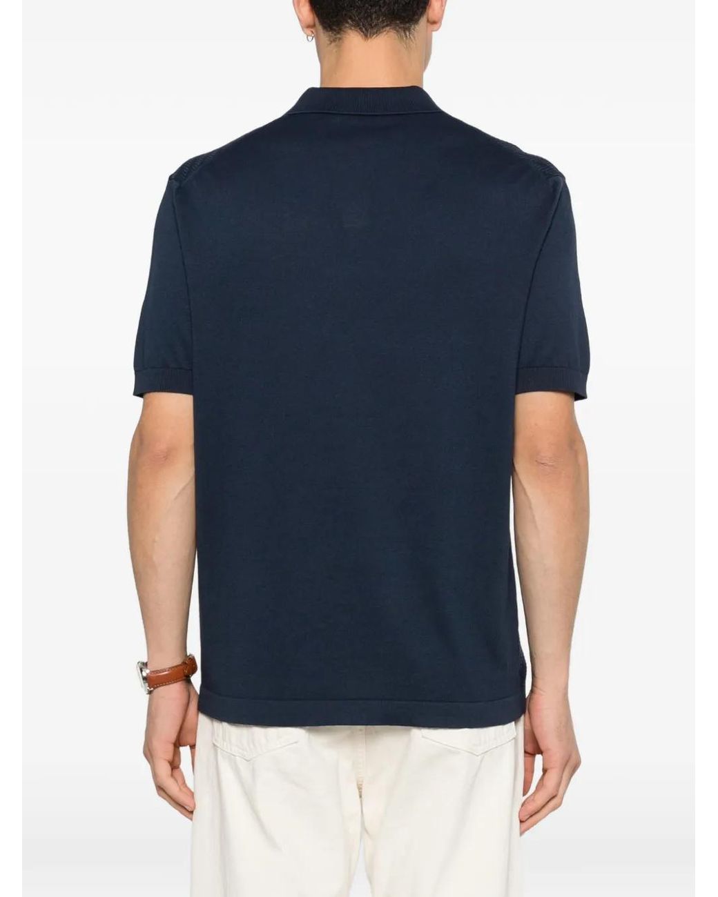 Corneliani Blue Textured Polo Shirt for men