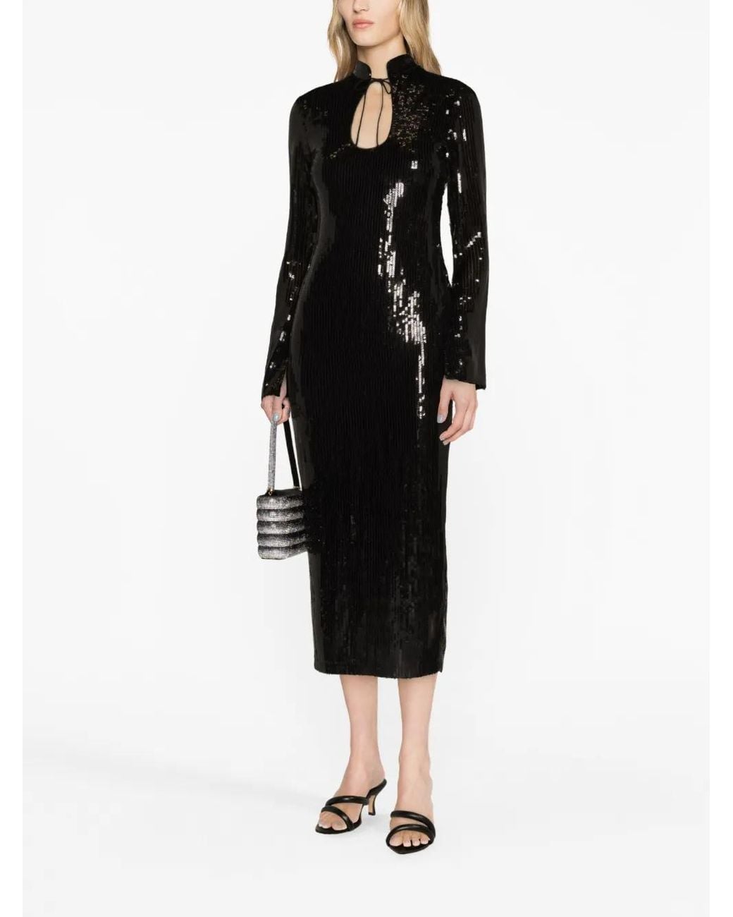 De La Vali Black Lazarus Sequined Midi Dress