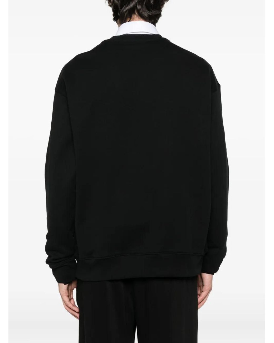 Moschino Black Laurel Crown Logo Embroidered Sweatshirt for men