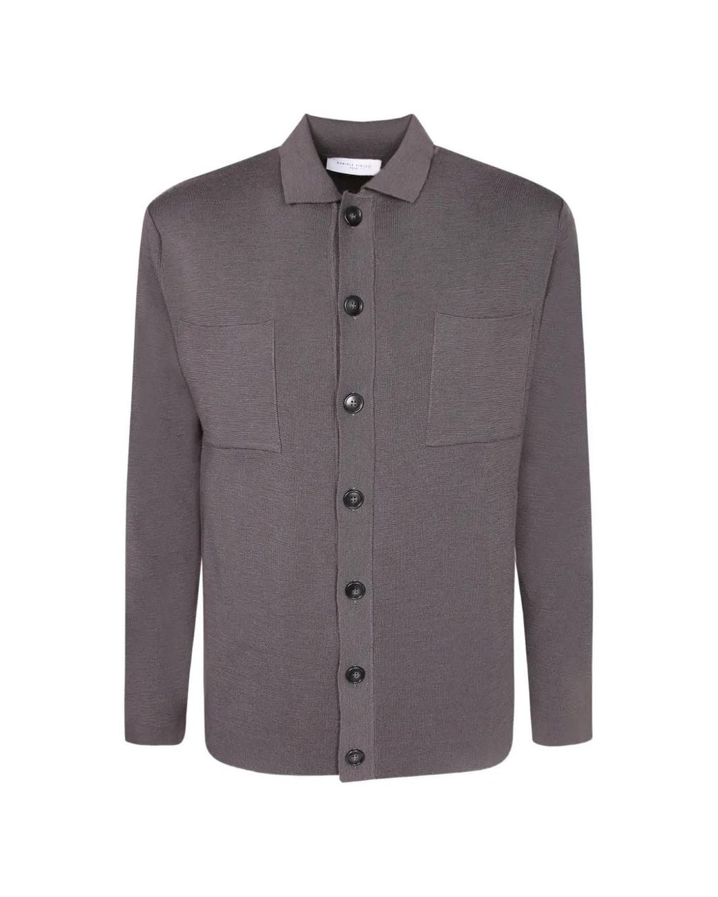 Daniele Fiesoli Gray Button-Up Patch-Pocket Shirt for men