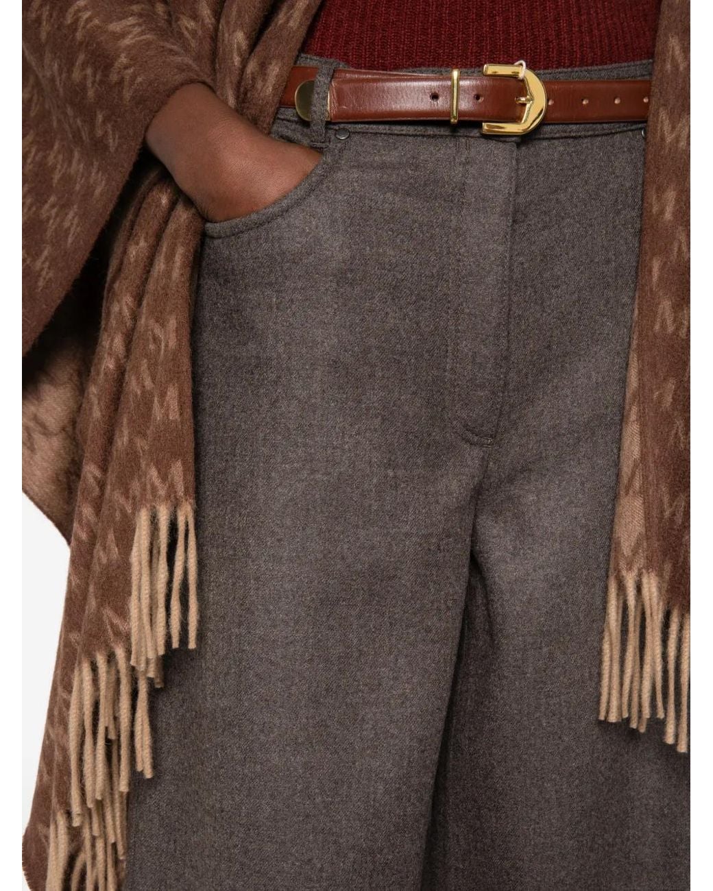 Max Mara Gray Mxsgennaio Wide-Leg Wool Trousers