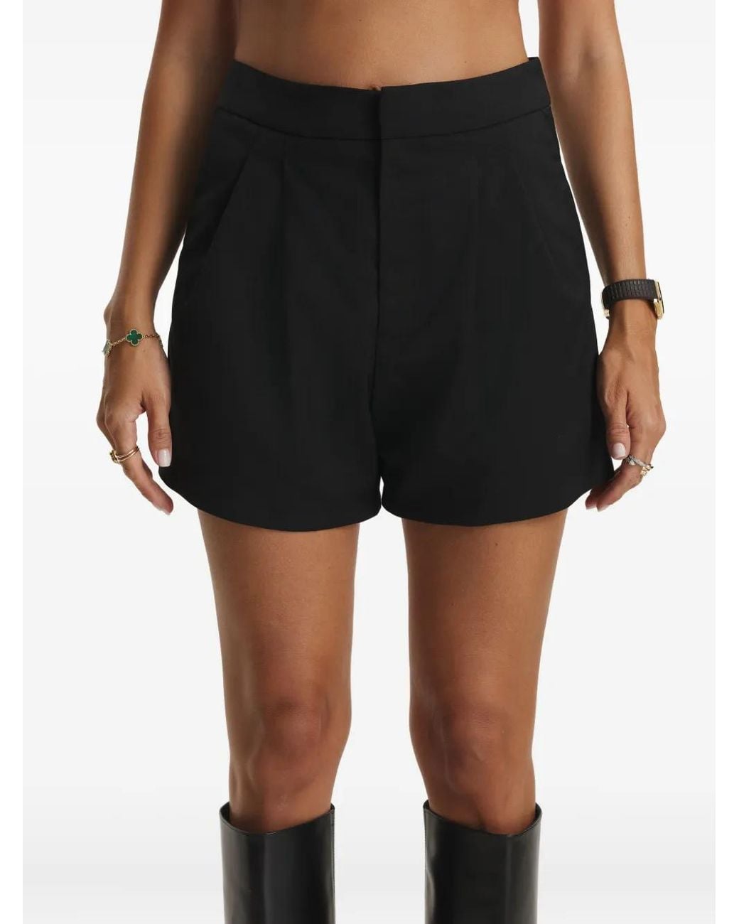 CuAnna Black Isabel Pleated Shorts