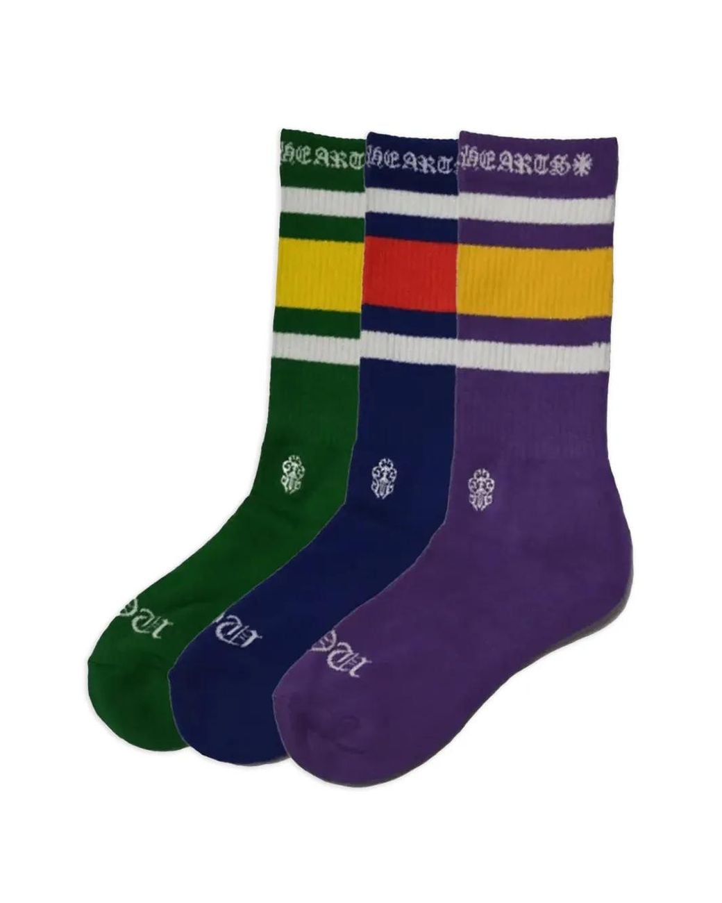 Chrome Hearts Blue Striped Socks (Set Of Three) for men