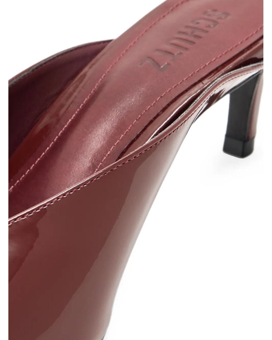 SCHUTZ SHOES Brown Loren Pointed-Toe Patent-Finish Mules
