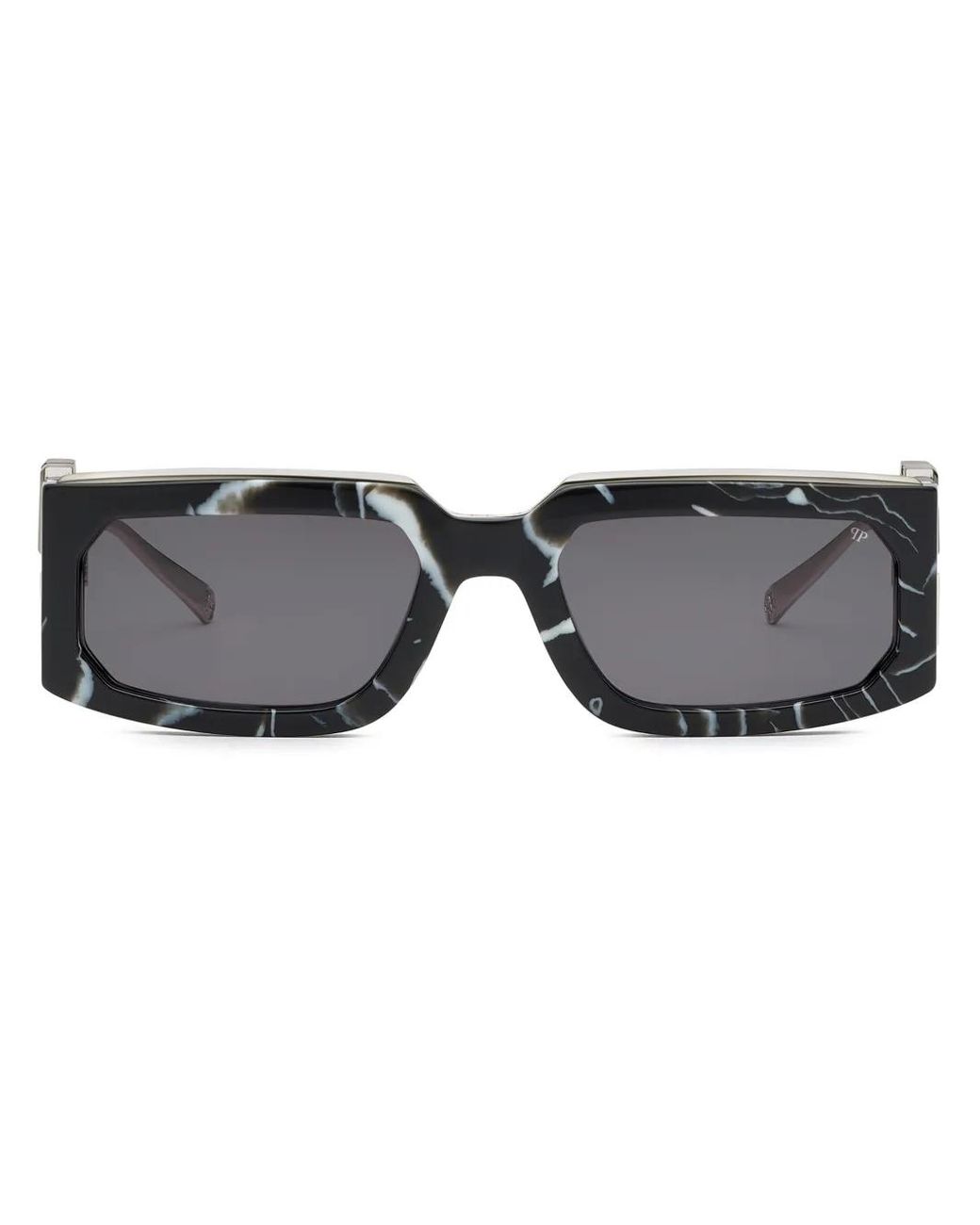 Philipp Plein Gray Rose Venus Rectangle-Frame Sunglasses