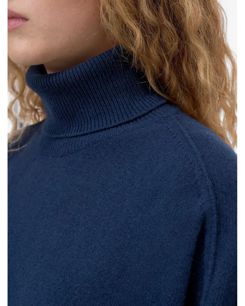 Closed Blue Roll-Neck Drop-Shoulder Sweater