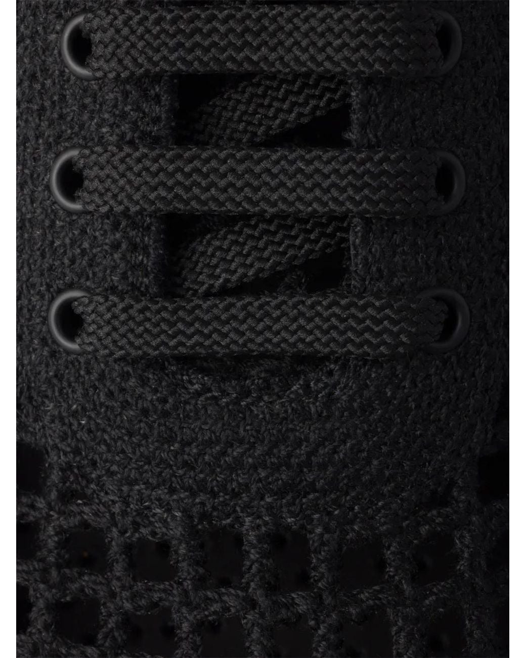 Prada Black Cotton Crochet Collapse Sneakers
