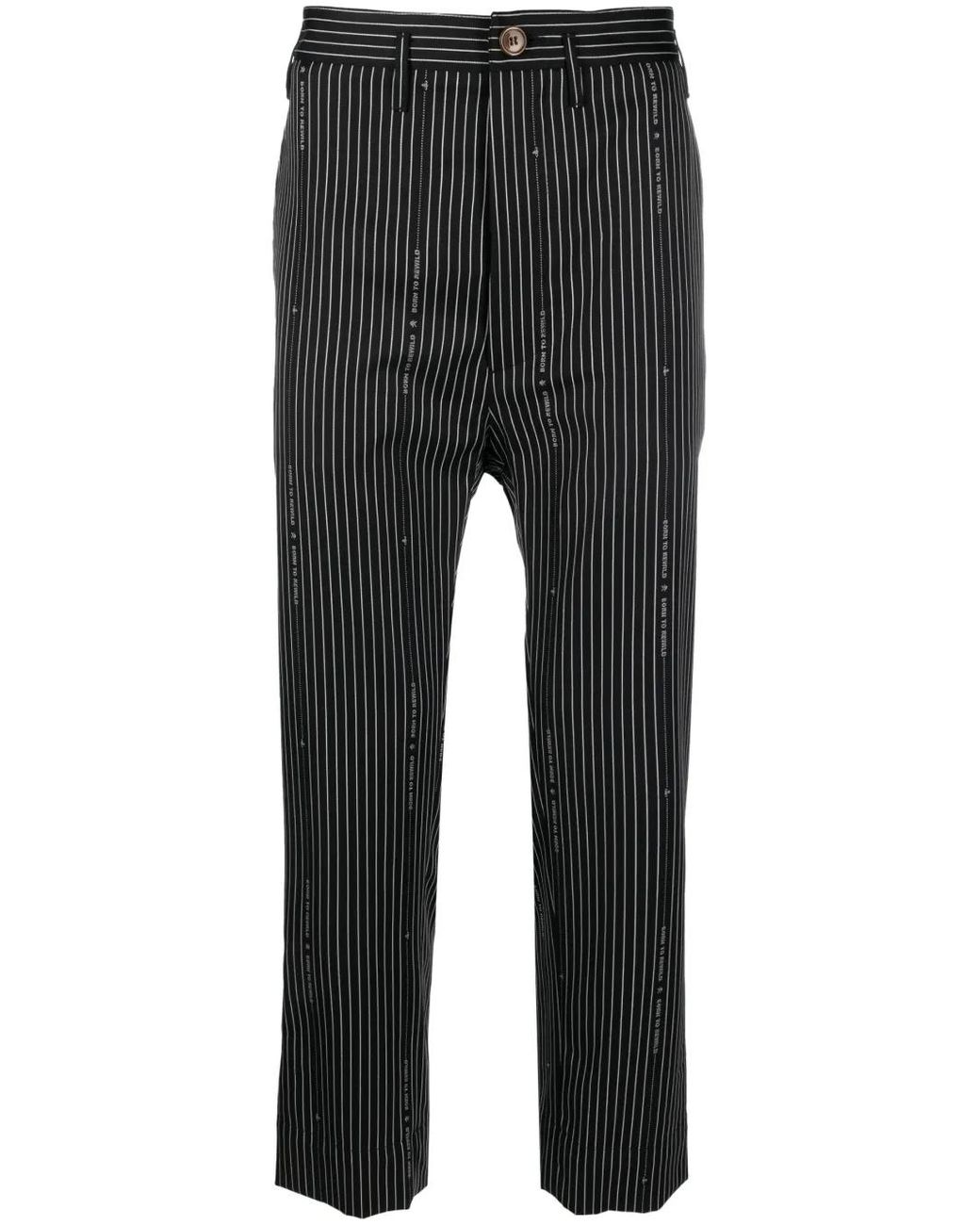 Vivienne Westwood Black Cruise Stripe-Print Cropped Trousers for men
