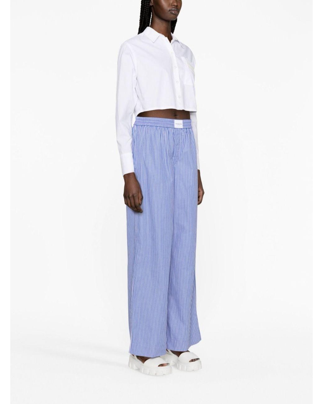 Alexander Wang Striped Wide-leg Pajama Trousers in Blue | Lyst Canada