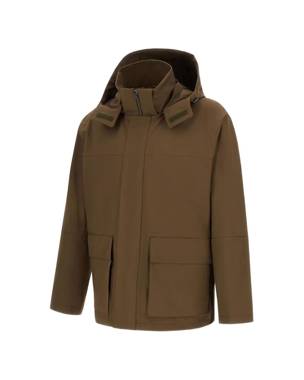 Herno Brown Flap-Pocket Hooded Jacket for men
