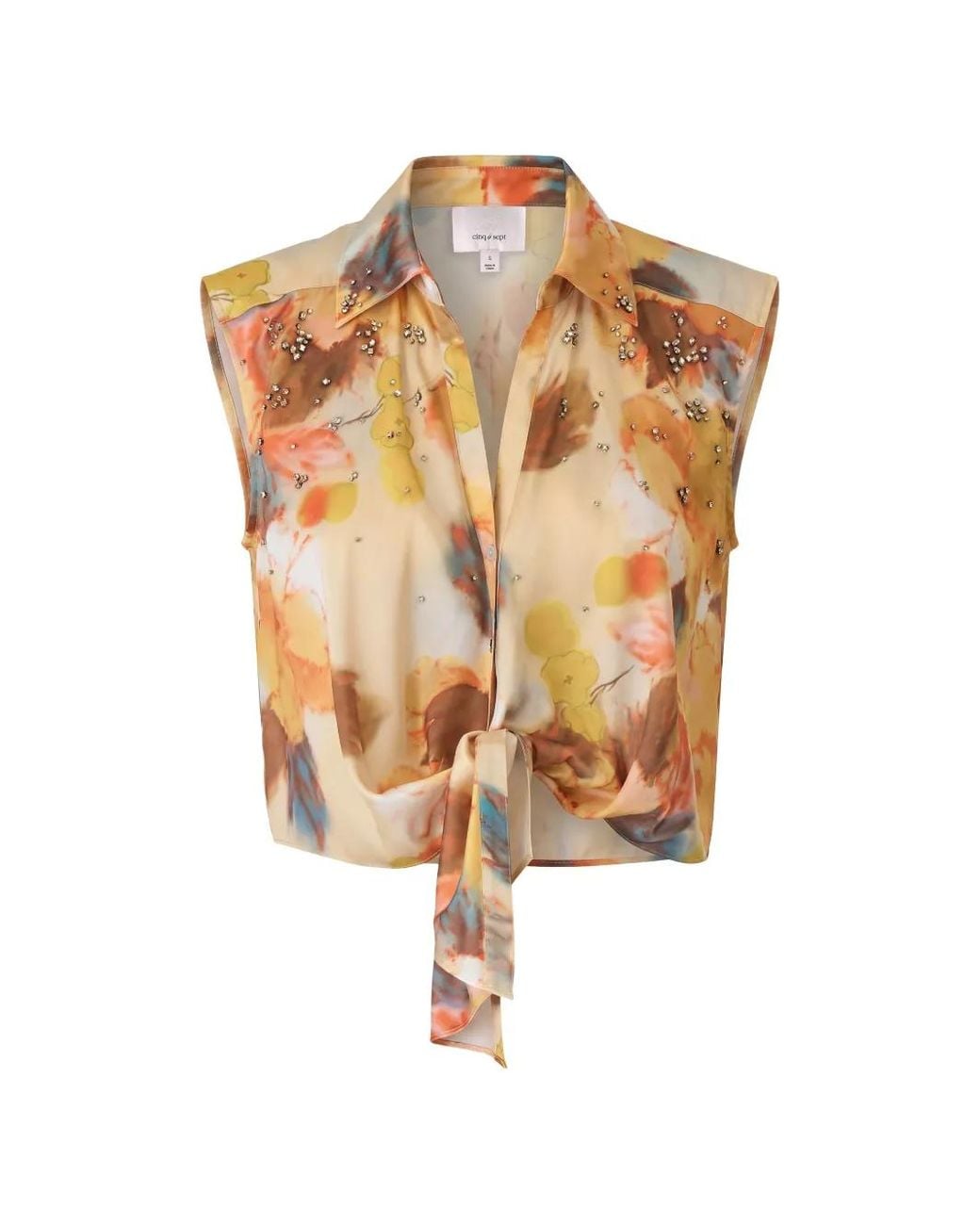Cinq À Sept Natural Marianna Watercolour-Floral-Print Top