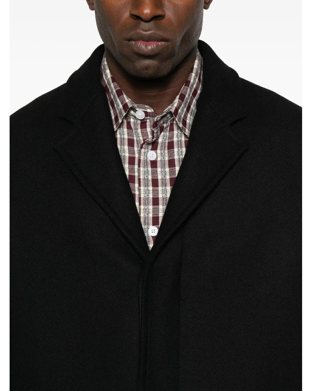 Maison Kitsuné Black Lapel Welt-Pocket Coat for men
