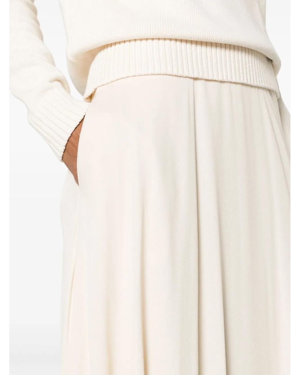 Ralph Lauren White A-Line Crepe Maxi Skirt