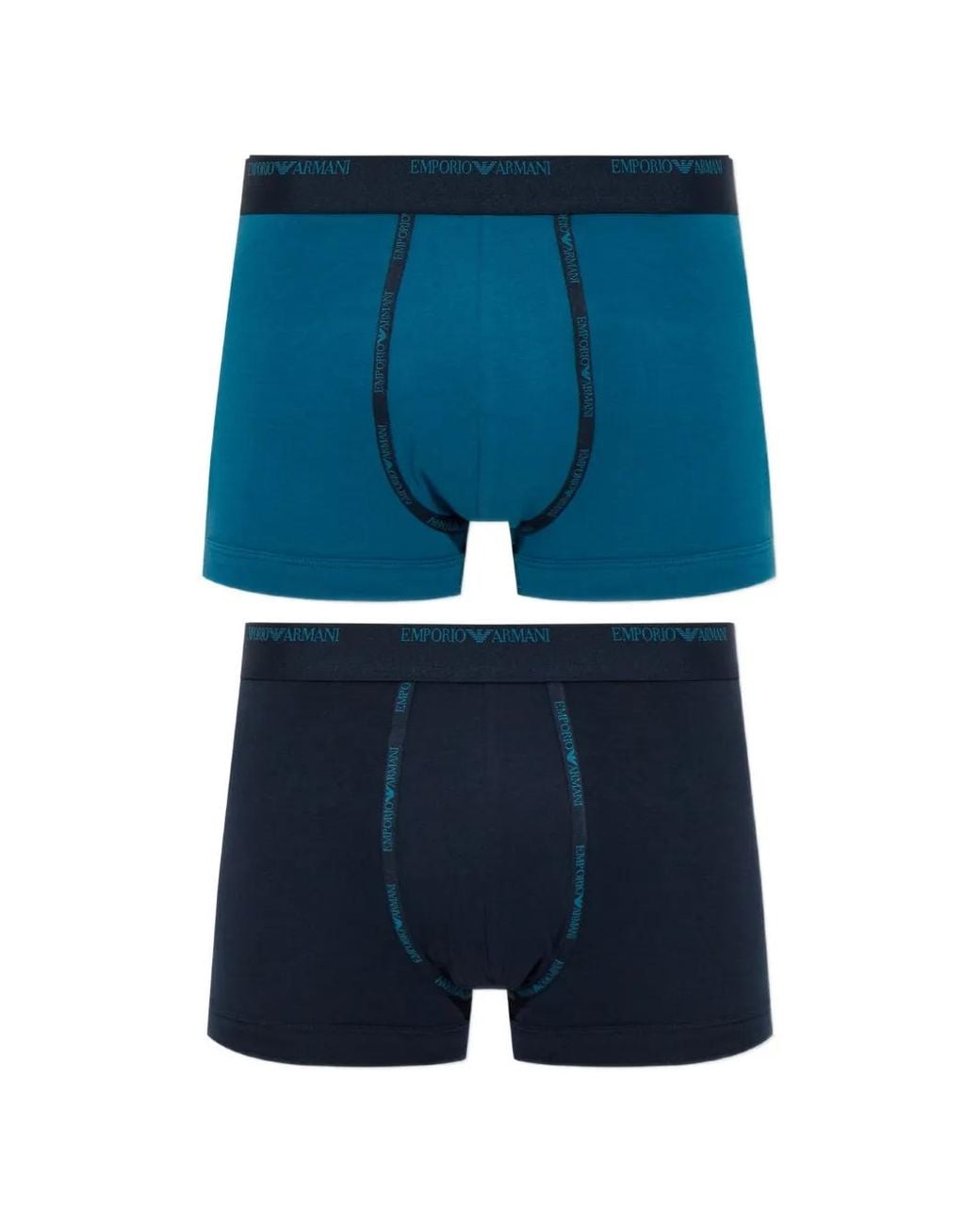 Emporio Armani Blue Logo-Waistband Boxer Briefs (Set Of Two) for men