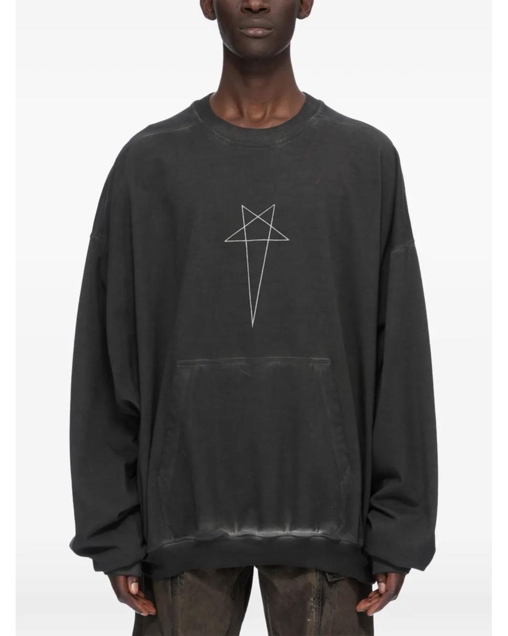 Rick Owens Black Geth Pentagram-Print Sweater for men
