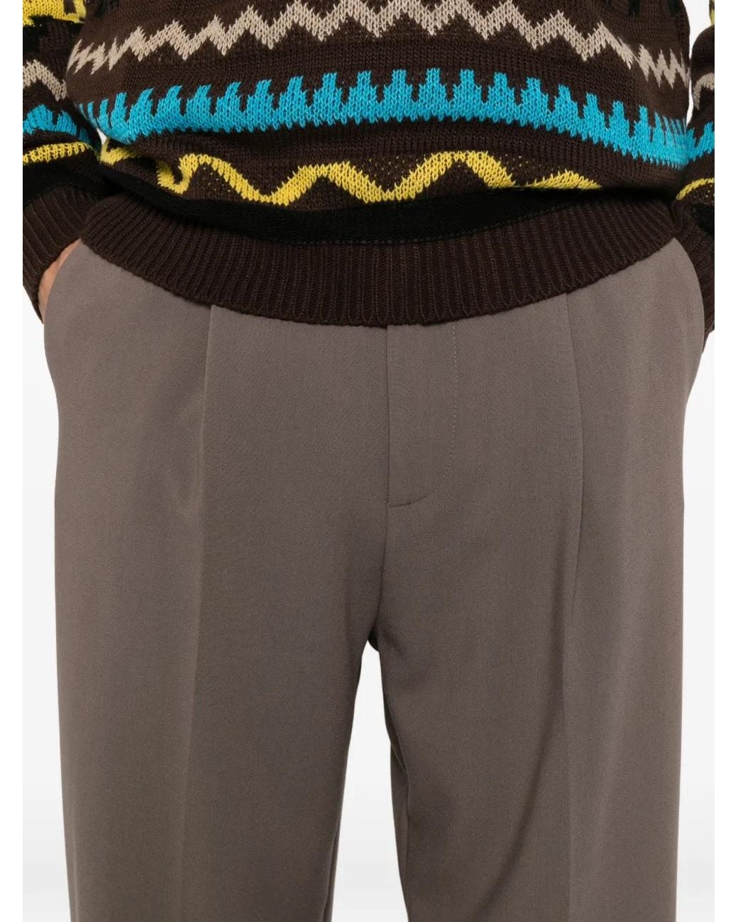 Imperial Gray Pleated Straight-Leg Trousers for men