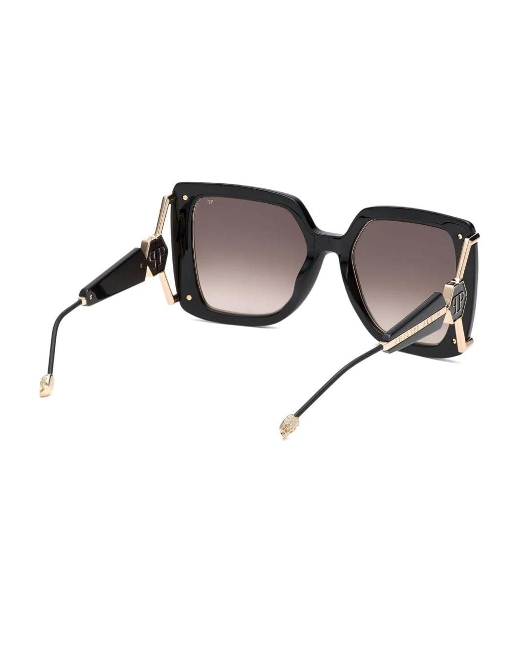 Philipp Plein Queen Zonnebril Met Geometrisch Montuur in het Black