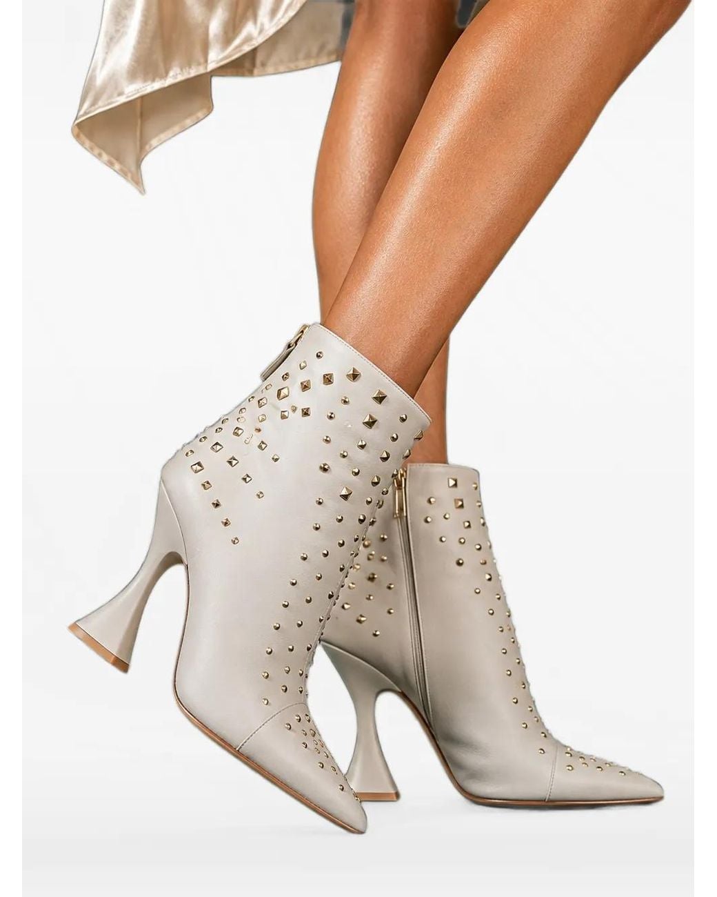 Kat Maconie White Samara Stud-Embellished Ankle Boots