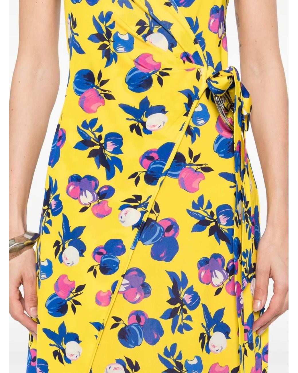 Coperni Yellow Floral Print Midi Dress