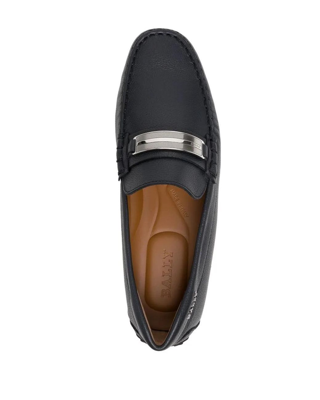 Bally Black Logo-Plaque Round-Toe Loafers for men