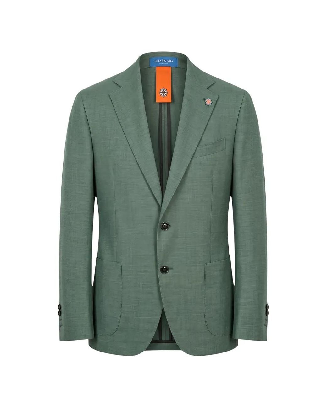 Bharnaba Green Costume À Simple Boutonnage for men