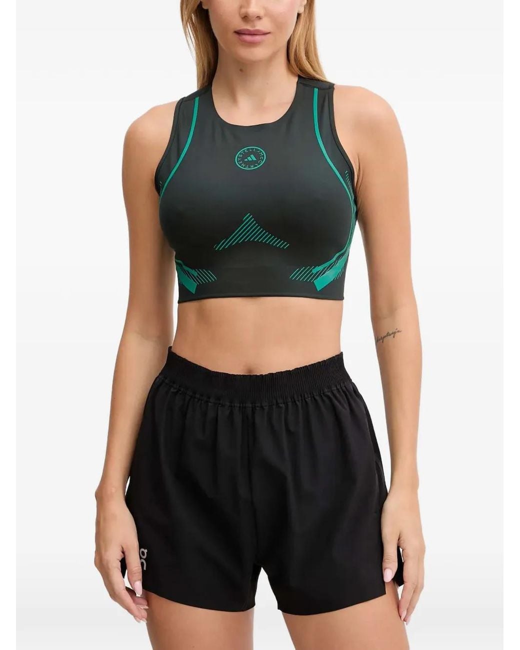 Adidas By Stella McCartney Green Logo-Detail Top