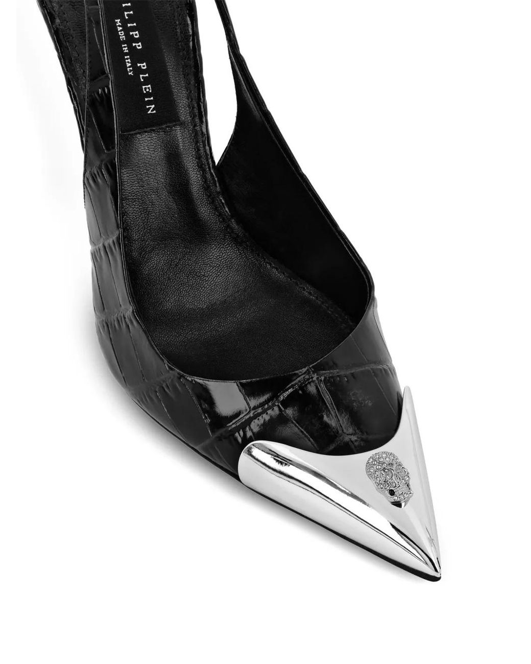 Philipp Plein Black 120Mm Crocco Pumps