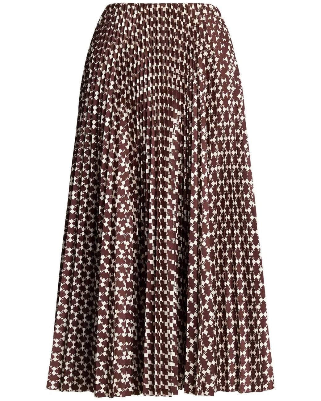 Ralph Lauren Brown Abstract Pattern Midi-Skirt
