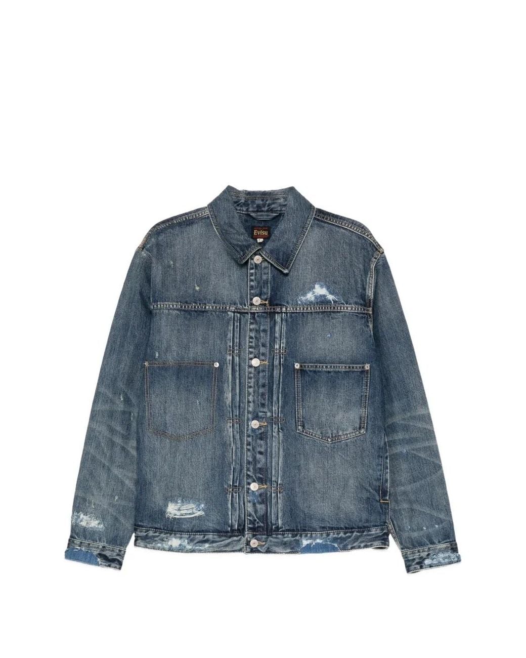 Evisu Blue Daicock Print Denim Jacket for men