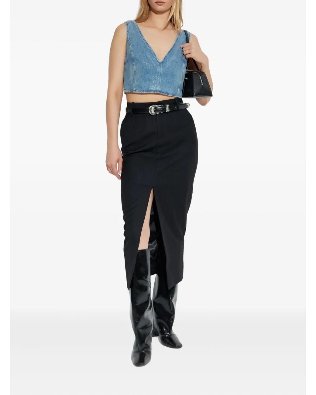 IRO Blue V-Neck Denim Top