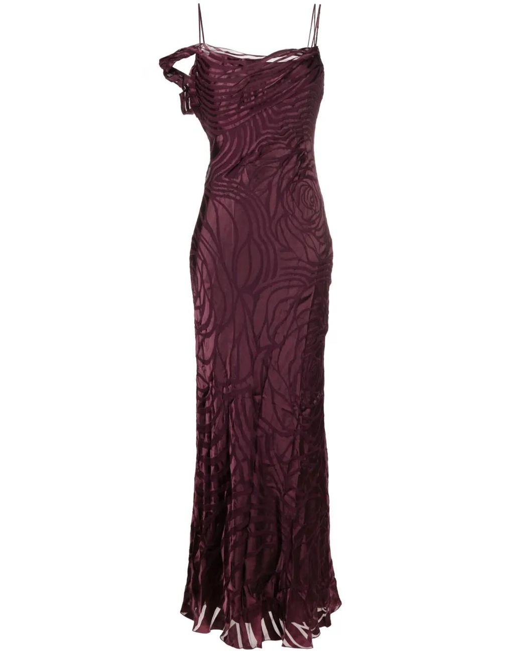 Alberta Ferretti Purple Satin-Trim Long Dress