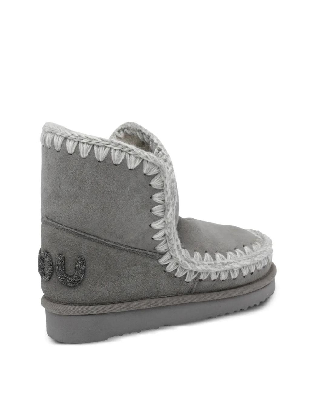 Mou Gray Bottines À Logo Pailleté Bordées De Crochet