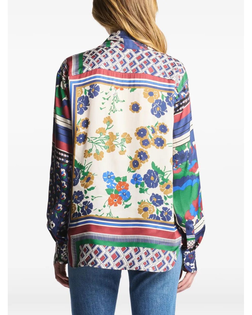 Blusa Con Stampa Patchwork di Fay in Blue