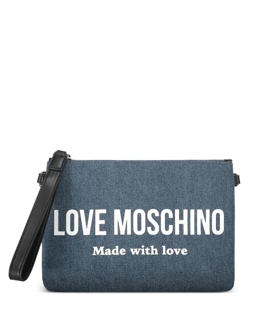 Love Moschino Blue Logo Strap Shoulder Bag