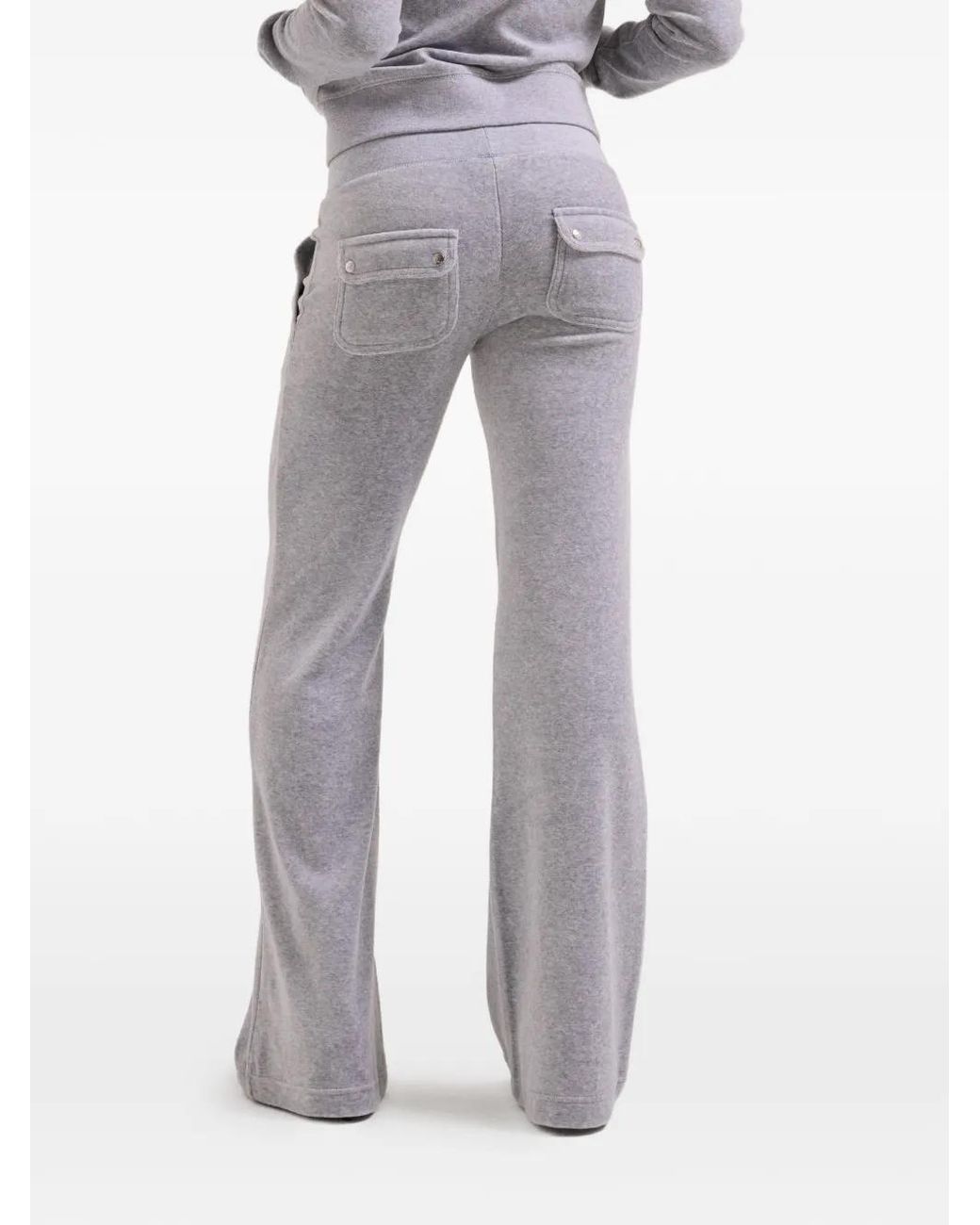 Juicy Couture Gray Low-Rise Cotton-Velour Track Pants